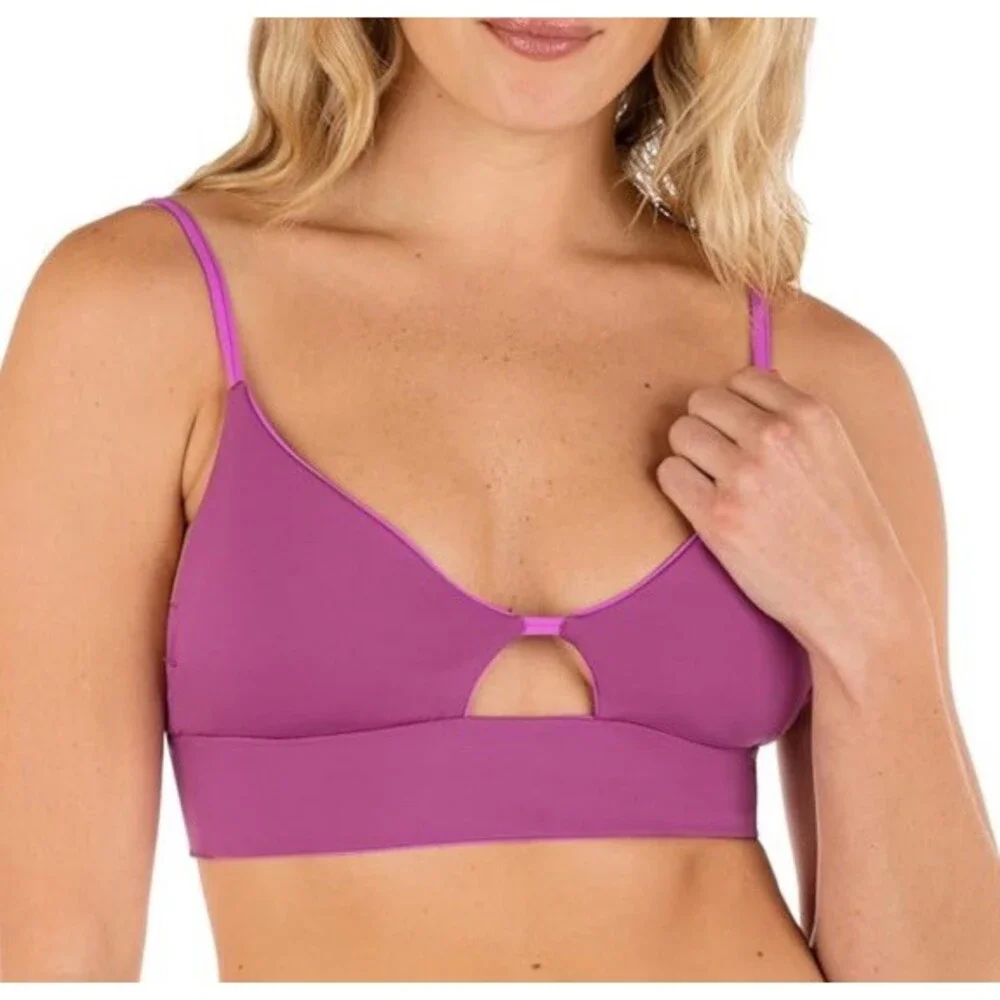 Hurley Reversible Bralette Bikini Swimsuit Top Womens Sz Med Bright Orchid